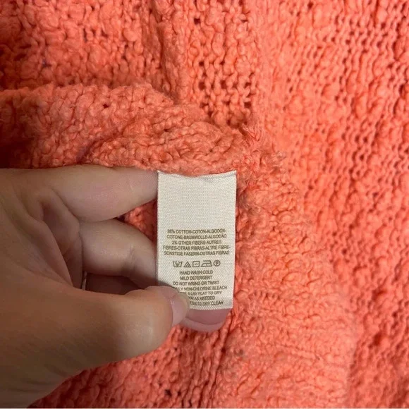 Free People Deep V-Neck Knit Sweater Size XS Coral Songbird - Picture 4 of 6